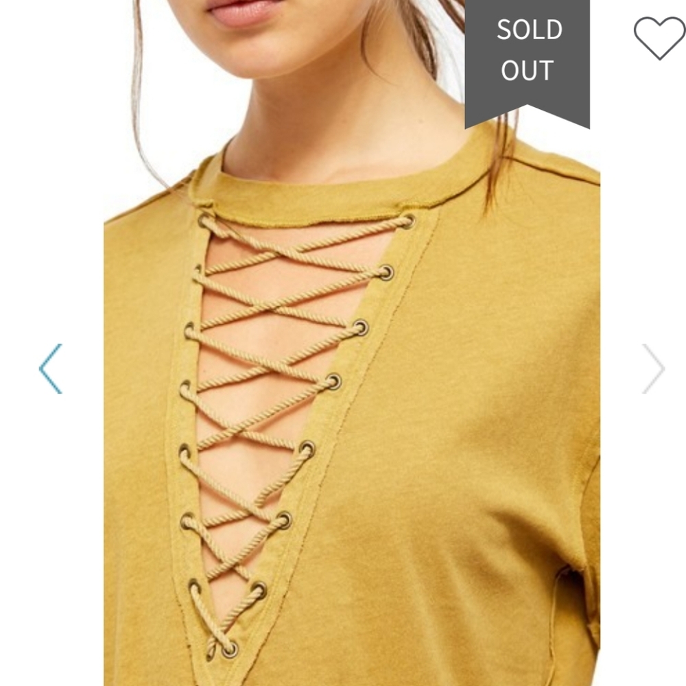 Free People Azaela Lace Up Tee S NWT - Picture 7 of 9